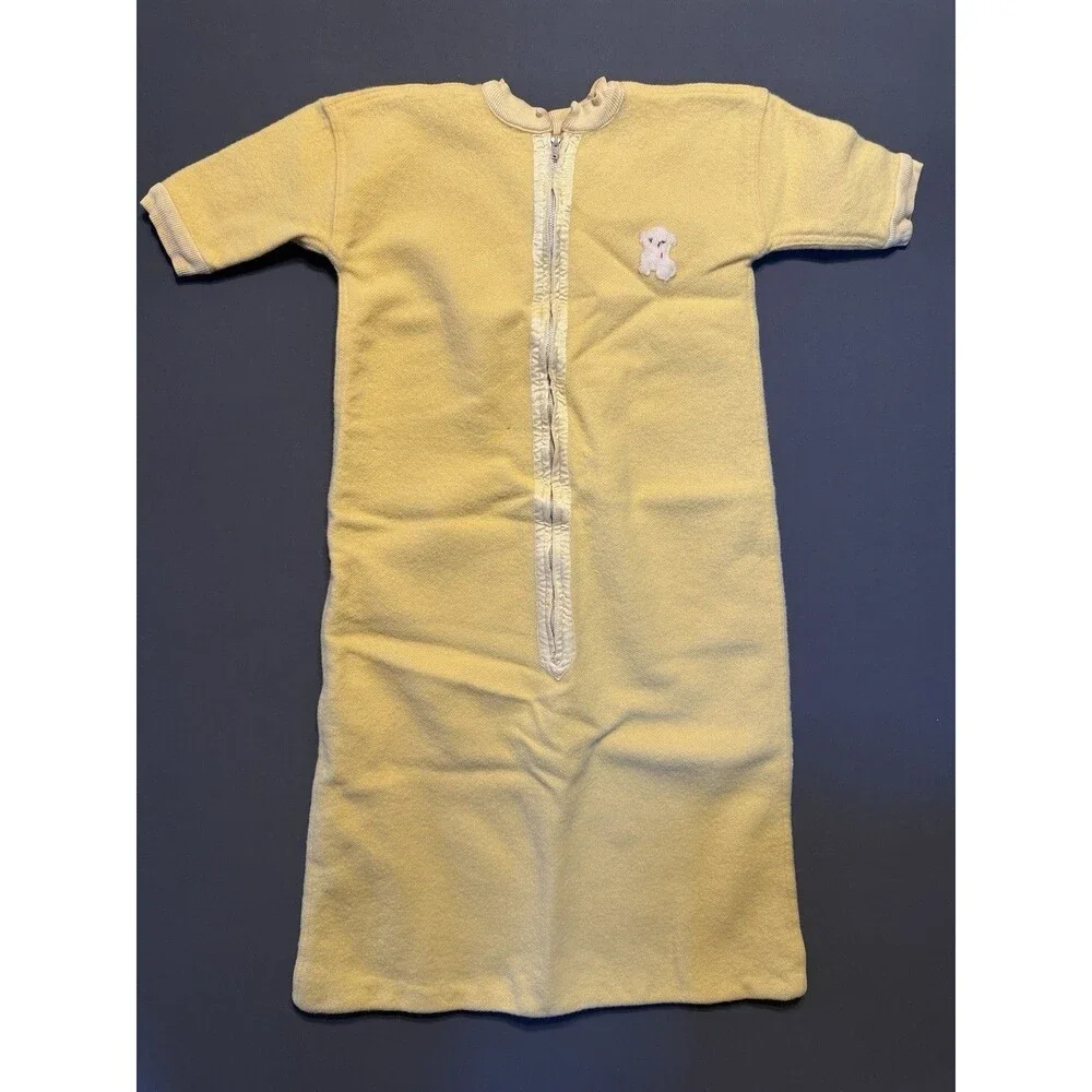 Vintage Acrylic Baby Sleeper Sleep Sack Blanket Yellow Zipper Trundle Bundle USA